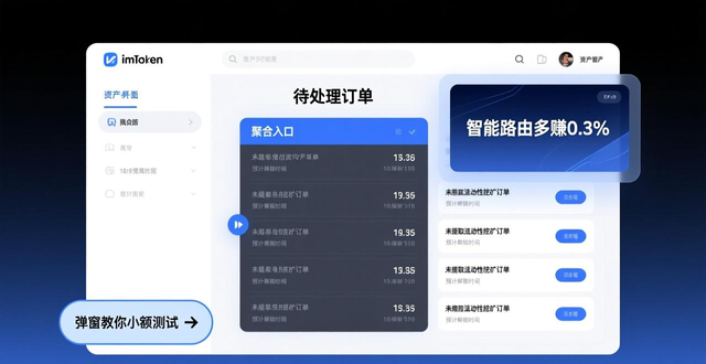 imToken官网新功能实测：智能路由多赚0.3%，弹窗教你小额测试，待办订单集中显示